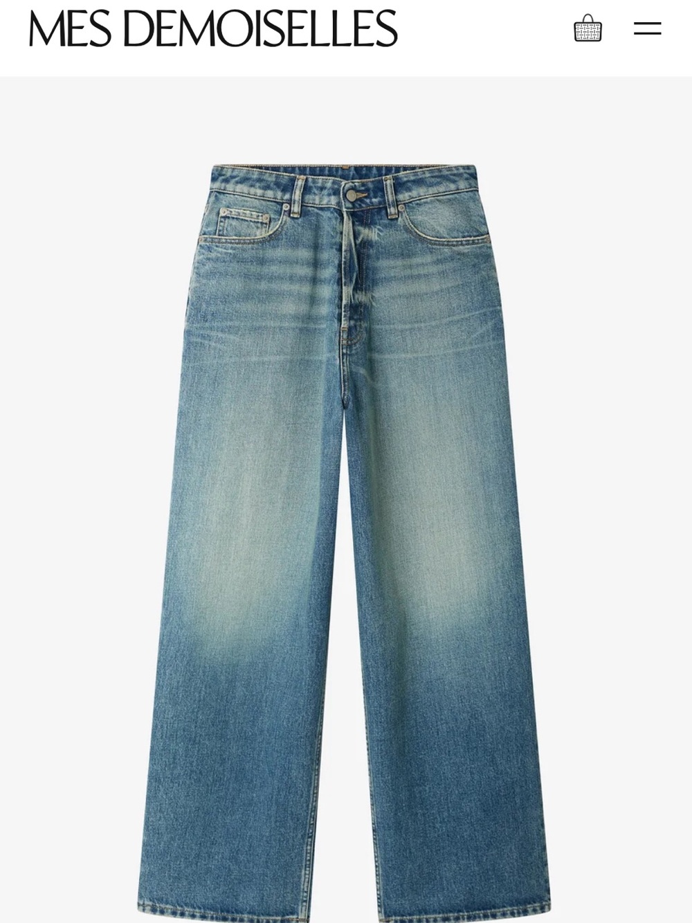 Wide Leg Men's Jeans in Light Blue Denim